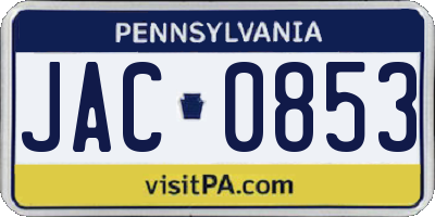 PA license plate JAC0853