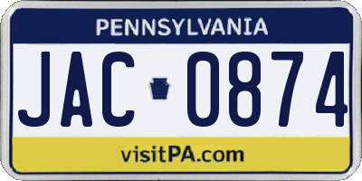 PA license plate JAC0874