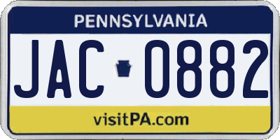 PA license plate JAC0882