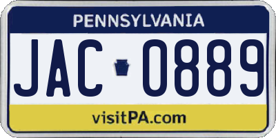 PA license plate JAC0889