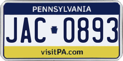 PA license plate JAC0893