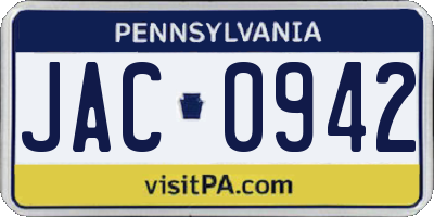 PA license plate JAC0942