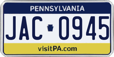 PA license plate JAC0945