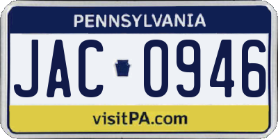 PA license plate JAC0946