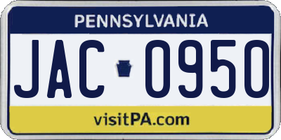 PA license plate JAC0950