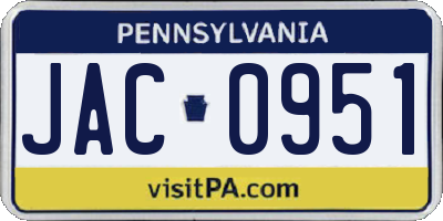 PA license plate JAC0951