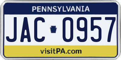 PA license plate JAC0957