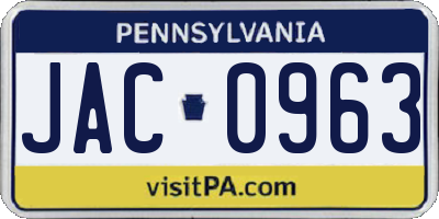 PA license plate JAC0963