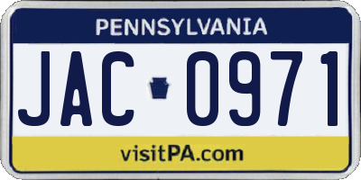 PA license plate JAC0971