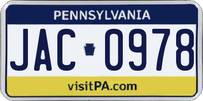 PA license plate JAC0978