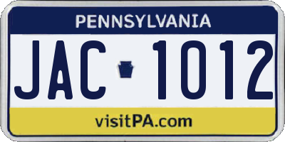 PA license plate JAC1012