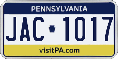 PA license plate JAC1017