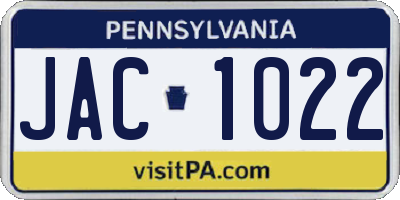 PA license plate JAC1022