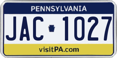 PA license plate JAC1027