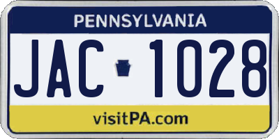 PA license plate JAC1028