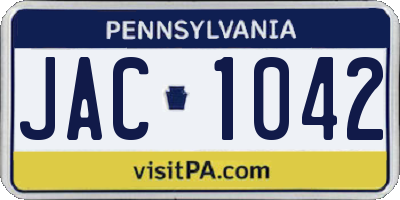 PA license plate JAC1042