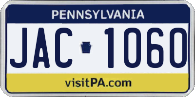 PA license plate JAC1060