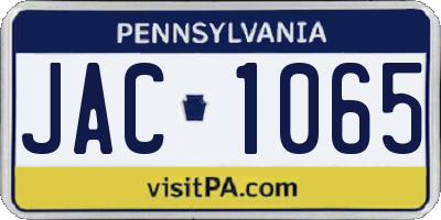 PA license plate JAC1065