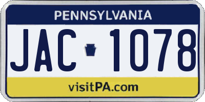 PA license plate JAC1078