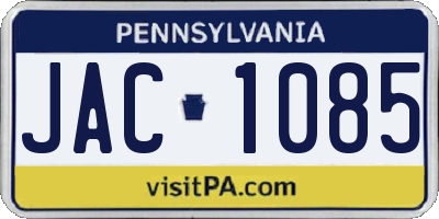 PA license plate JAC1085