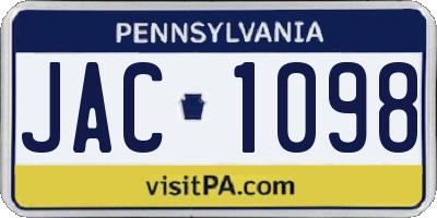 PA license plate JAC1098