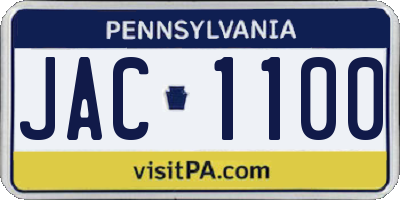 PA license plate JAC1100