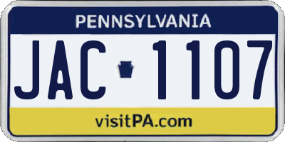 PA license plate JAC1107