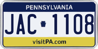 PA license plate JAC1108
