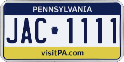 PA license plate JAC1111
