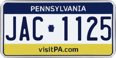 PA license plate JAC1125