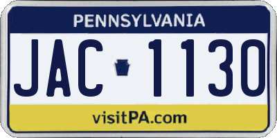 PA license plate JAC1130