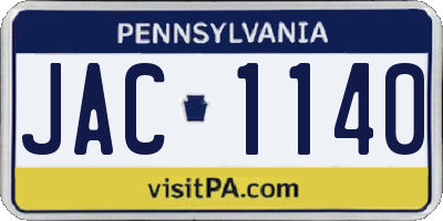PA license plate JAC1140