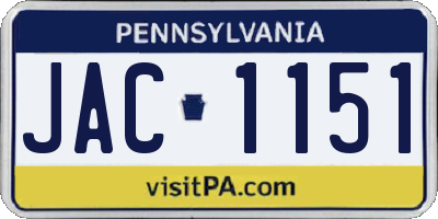 PA license plate JAC1151