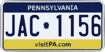 PA license plate JAC1156