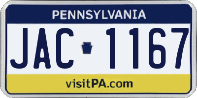 PA license plate JAC1167