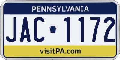 PA license plate JAC1172