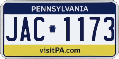 PA license plate JAC1173