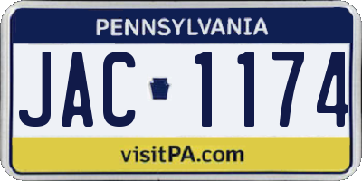 PA license plate JAC1174