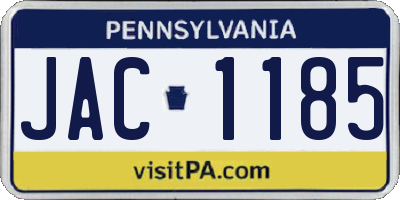 PA license plate JAC1185