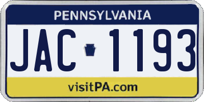 PA license plate JAC1193