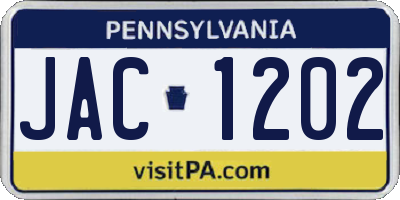 PA license plate JAC1202