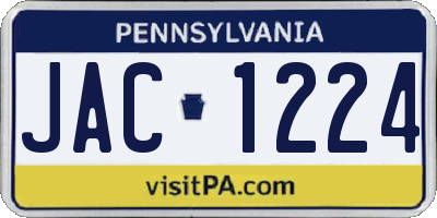 PA license plate JAC1224