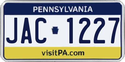 PA license plate JAC1227