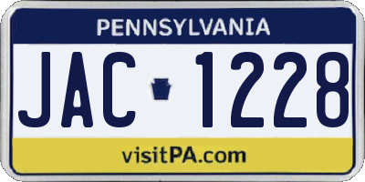 PA license plate JAC1228