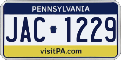 PA license plate JAC1229