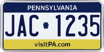 PA license plate JAC1235