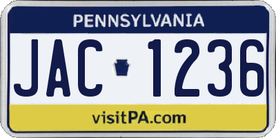 PA license plate JAC1236