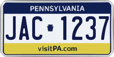 PA license plate JAC1237