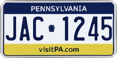 PA license plate JAC1245
