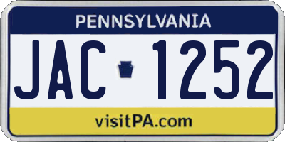 PA license plate JAC1252